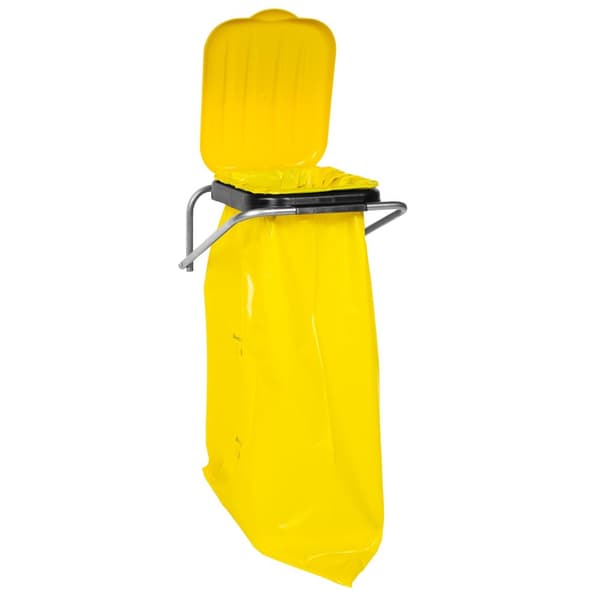 Veggmontert holder for avfallssortering, gul - 120L sekker