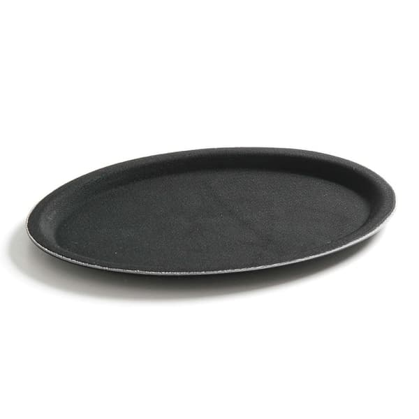 Anti-skli oval servitørbrett 21x29cm - svart