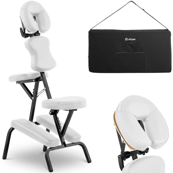 Massasjestol sammenleggbar opptil 130 kg, hvit