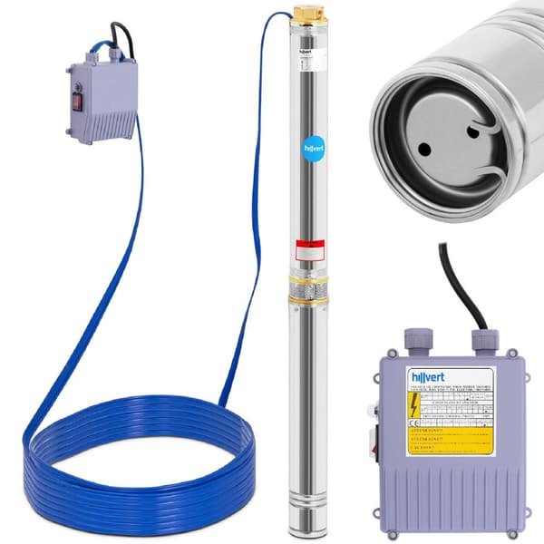 Nedsenkbar pumpe for dyp brønn, laget av rustfritt stål, 9000 l/t. opptil 72 m
