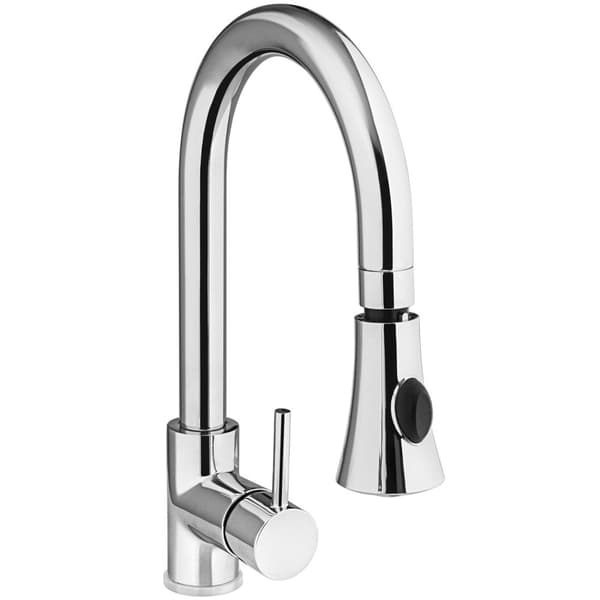 Enhåls tvättställsblandare med dusch, rostfritt stål, höjd 370 mm - Hendi 810163
