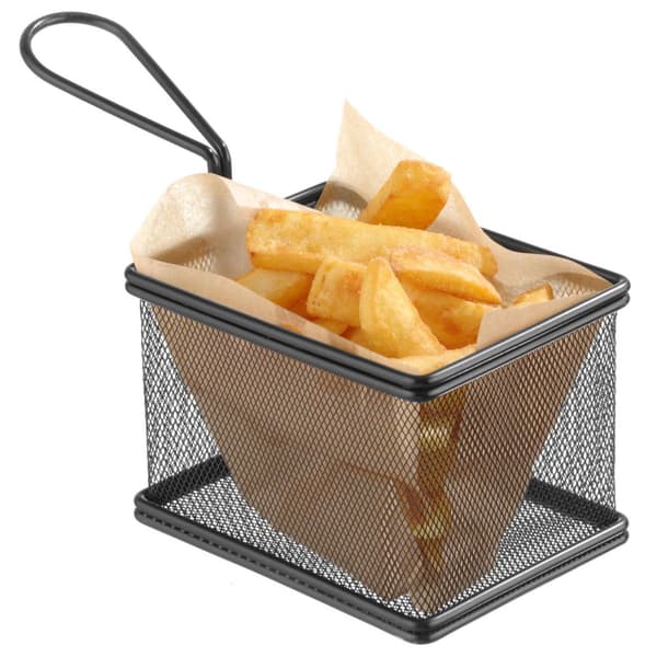 Minikurv for servering av stekt snacks med håndtak 125x100x85 mm - Hendi 425626