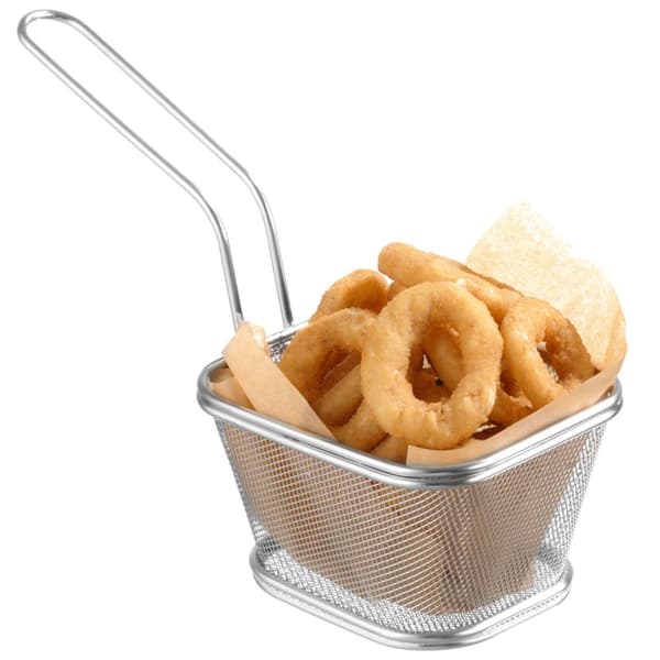 Minikurv for servering av stekt snacks med håndtak 130x115x80 mm - Hendi 425688