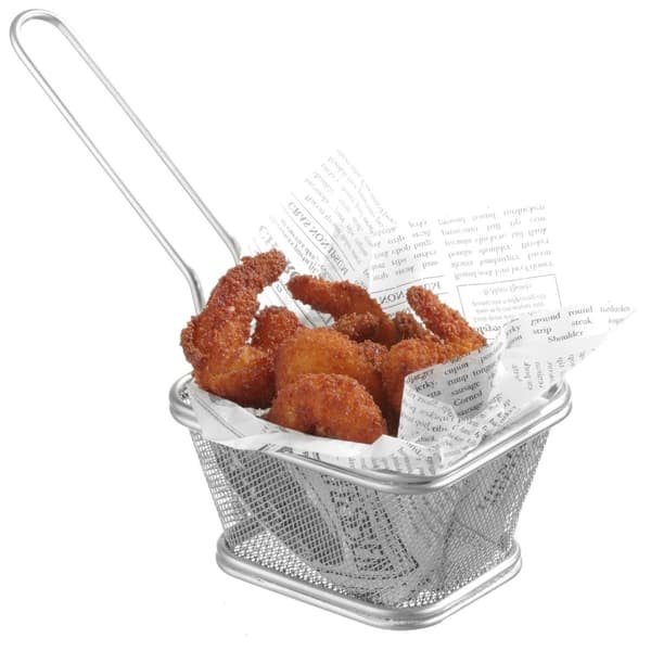 Minikurv for servering av stekt snacks med håndtak 105x90x60 mm - Hendi 425664