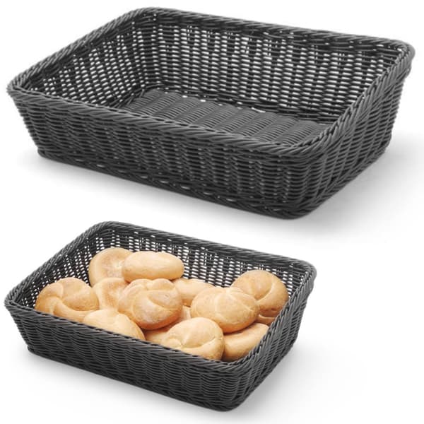 Brødvisningskurv, skråstilt rektangulært brød, svart 400x300x120 mm - Hendi 426661