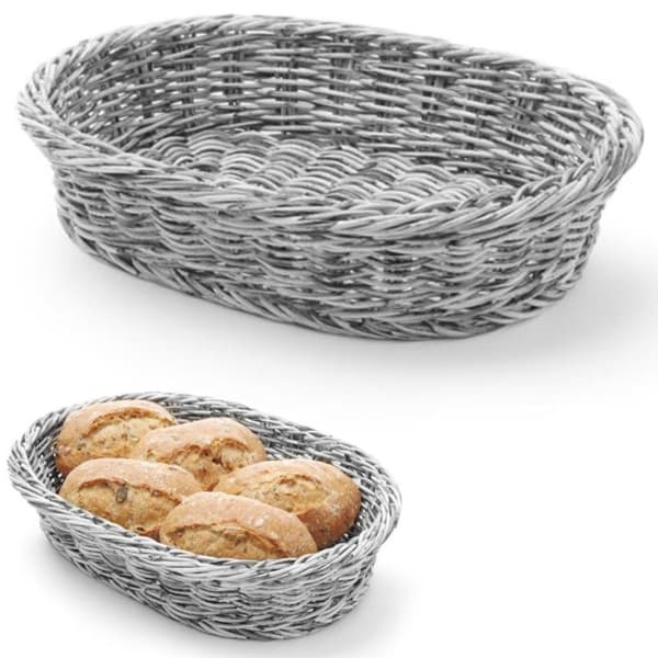 Oval brödkorg i polypropen, grå 320x230x70 mm - Hendi 426647