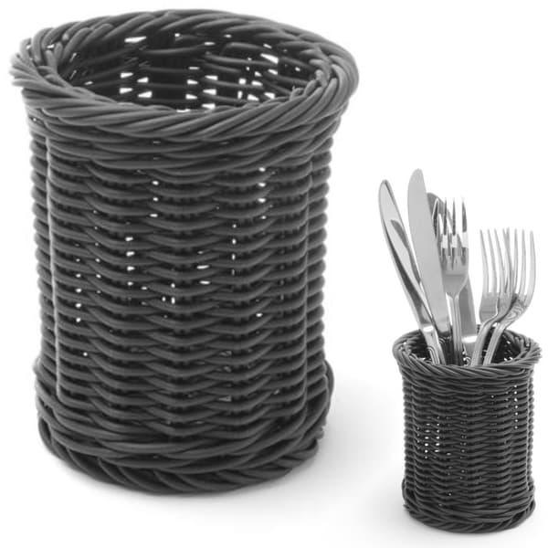 Kurv for bestikk, gafler, kniver, skjeer, rund, svart, diameter. 100x120 mm - Hendi 426210