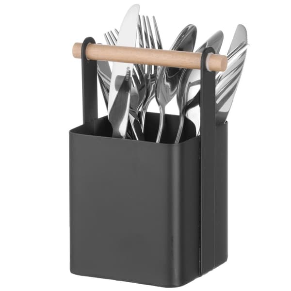 Organizer bordkurv for bestikk med trehåndtak 14x10,5x19 cm - Hendi 427064