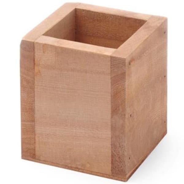 Firkantet bestikbeholder i træ 80x80x95 mm - Hendi 664186