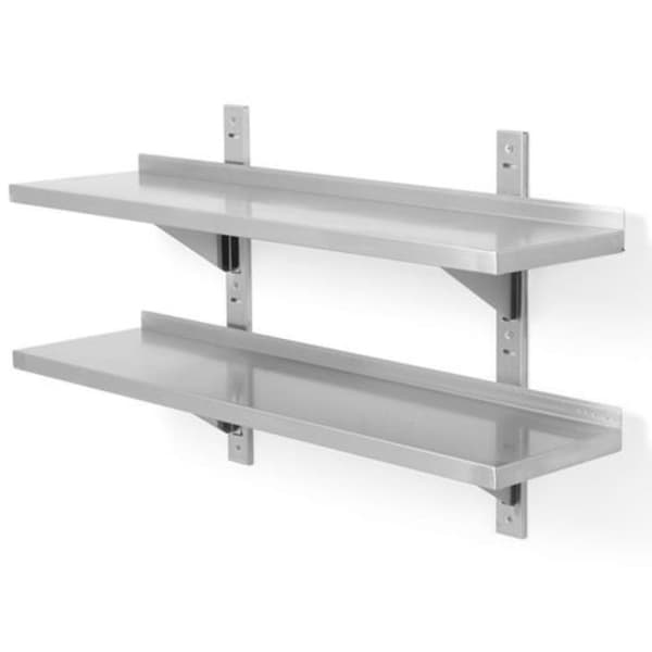 Justerbar hængehylde med to konsoller i rustfrit stål, dobbelt 100x40 cm - Hendi 816592