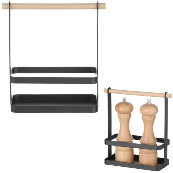 Organizer bordkurv for krydder med trehåndtak 23x10x24 cm - Hendi 427040