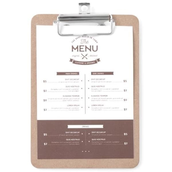 Menukorttavle med Clipboard-clips 125x180 mm - Hendi 664179