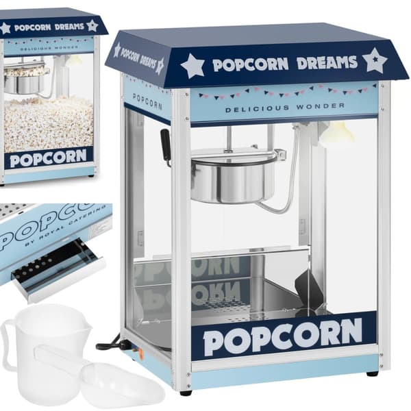 Maskinautomatisk retro popcorn popper TEFLON 1600 W 5-6 kg/t - blå
