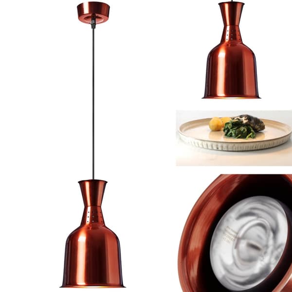 Infrarød IR varmelampe for servise, oppheng, messing dia. 19 cm 250 W