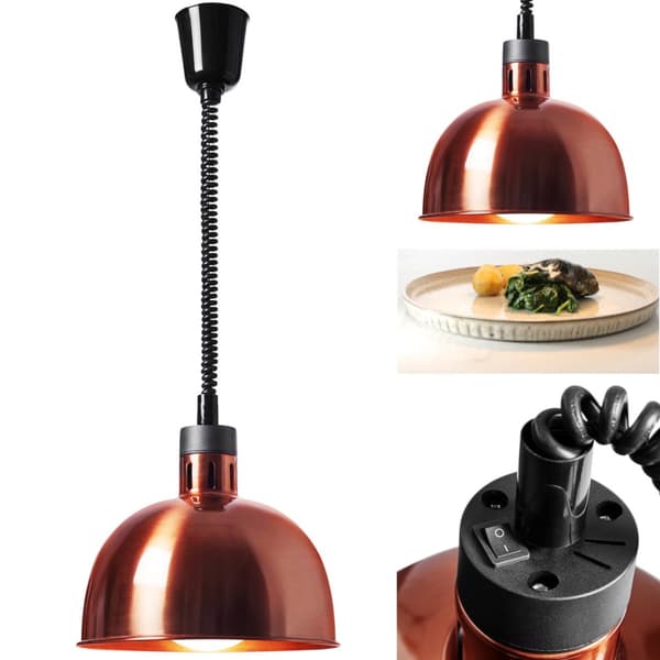 Infrarød IR kokelampe, hengende, kobber, dia. 29 cm 250 W