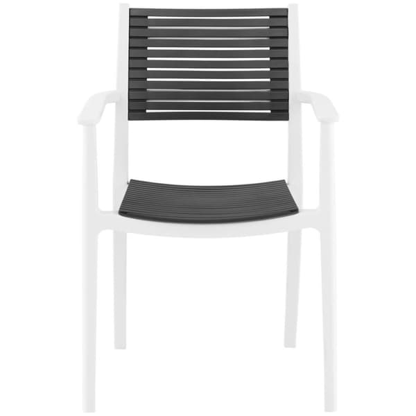 Plaststol med åpen ryggstøtte for terrasse, balkong, 4 stk. svart og hvitt