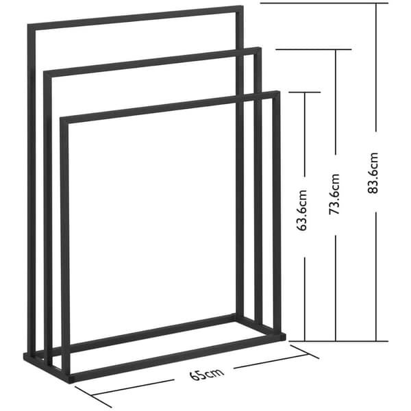 Frittstående gulvstativ for 3 håndklær, STÅL 65 x 21,5 x 84 cm, mørkegrå