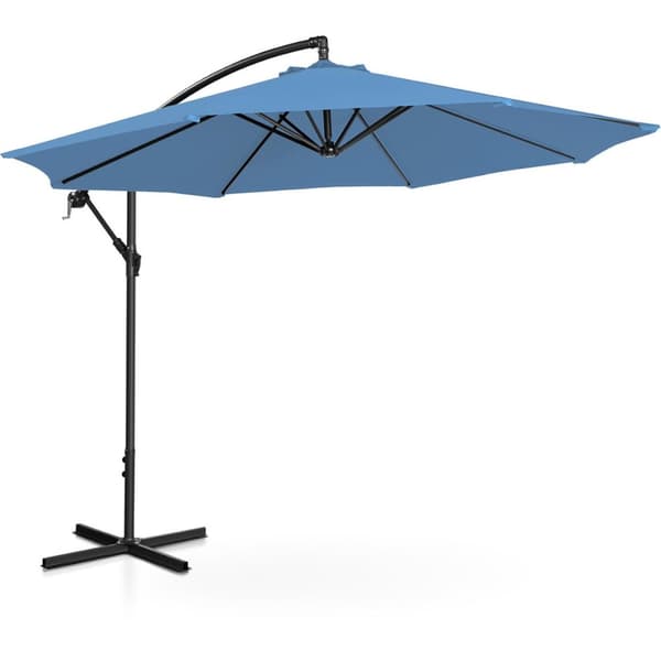 Hageparaply på bom, rund, vippbar, dia. 300 cm blå