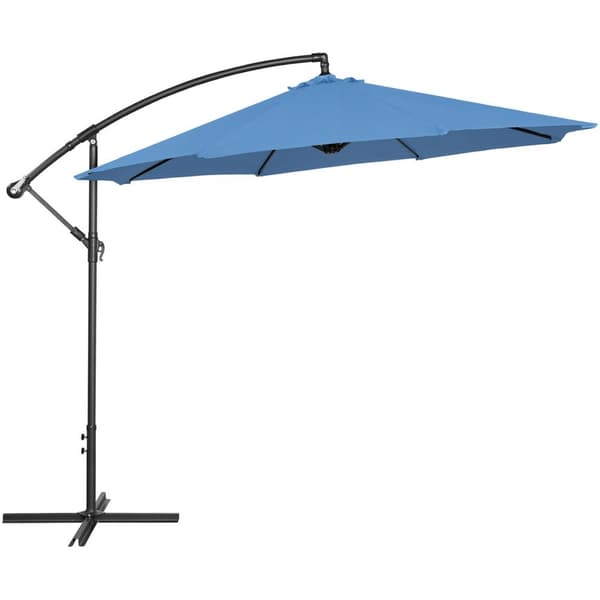Hageparaply på bom, rund, vippbar, dia. 300 cm blå