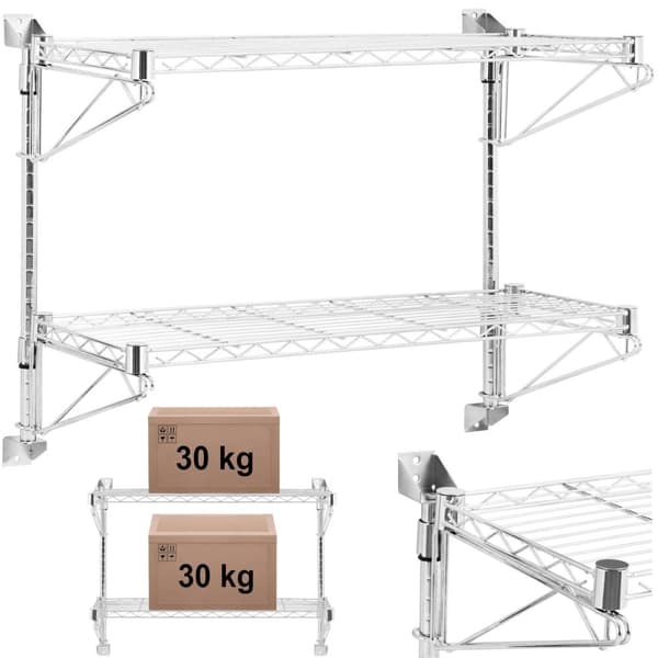 Kaksiseinäinen lankahylly 60 kg asti 90 x 35 x 60 cm