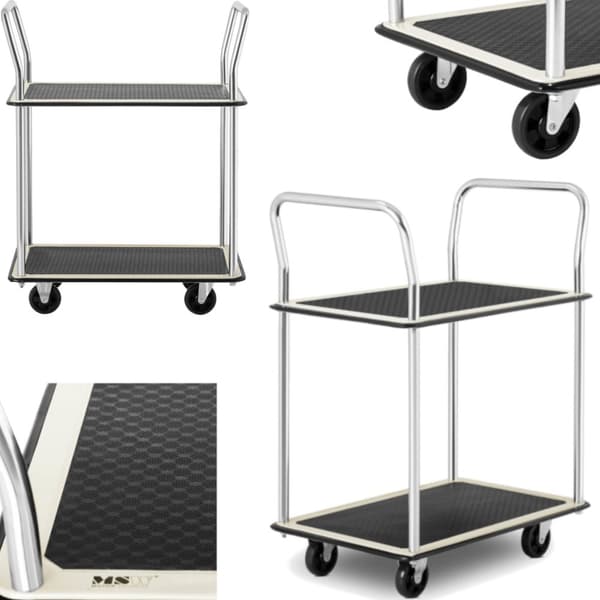 Transporthyldevogn med håndtag 2 hylder op til 120 kg 72 x 43 cm