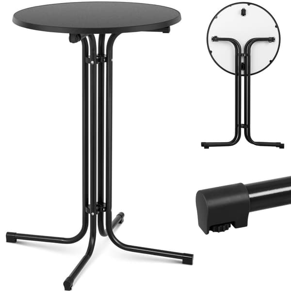 Bord, rundt barbord, høyt, sammenleggbart, dia. 70 cm høyde 110 cm svart