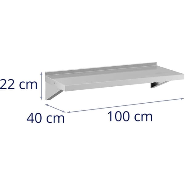 Seinälle ripustettava keittiön hylly teräksestä 80 kg asti 100 x 40 cm
