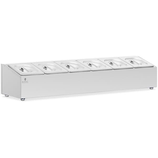 Displaystander til cateringbeholdere 6 x GN 1/6 11,4 l + beholdere med låg