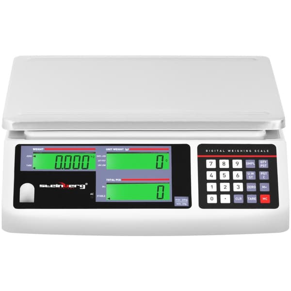 Kommersiell butikkskala tellende LCD 30,5 x 22 cm 30 kg / 1 g