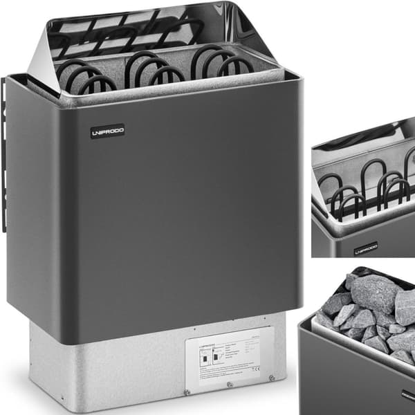Elektrisk bastuaggregat 3-6 m3 upp till 110C 400 V 4,5 kW svart och silver