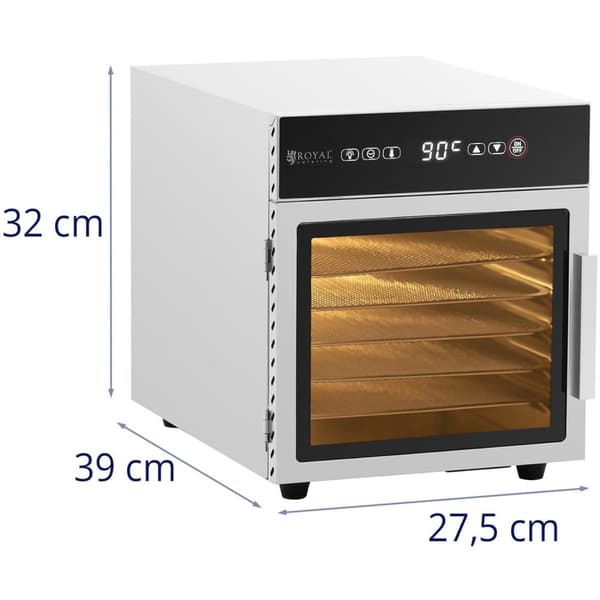 Fødevaretørrer til svampe, frugter, grøntsager, urter, 6 stativer, 30-90 C, 500 W