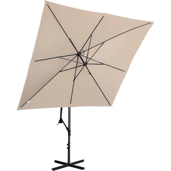 Firkantet hageparaply med bom, 250 x 250 cm, krem