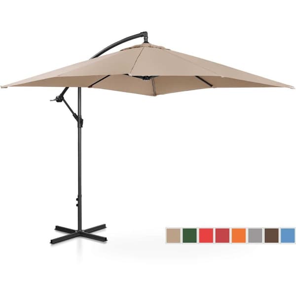 Firkantet hageparaply med bom, 250 x 250 cm, krem