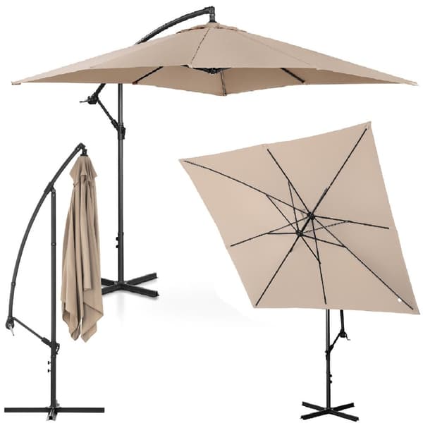 Firkantet hageparaply med bom, 250 x 250 cm, krem