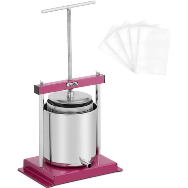 Manuell fruktjuicer, vinpresser, 5 l + 5 poser