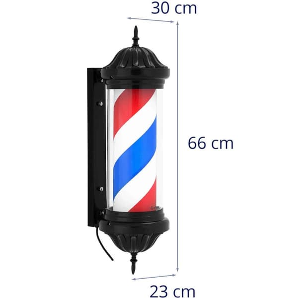 Parturi parturi kyltti, parturi, pyörivä, valaistu, 38 cm - musta