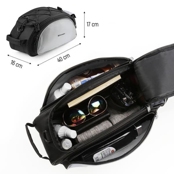 Cykelkufferttaske med skulderrem, 13l, sort