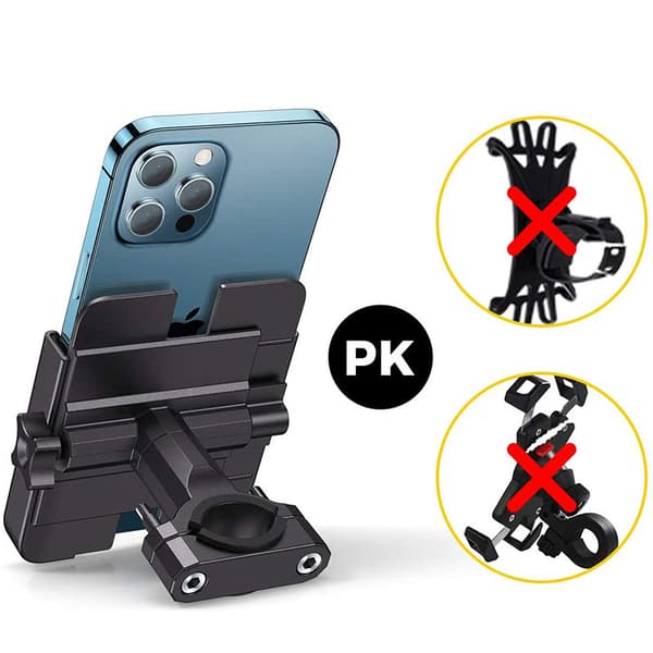 Sykkeltelefonholder i metall. scootere svarte