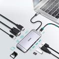 Miniatyrbild 1 av 3: Multifunktionell USB HUB SD- och TF-kortläsare HDMI 4K VGA Full HD RJ45 9in1 grå
