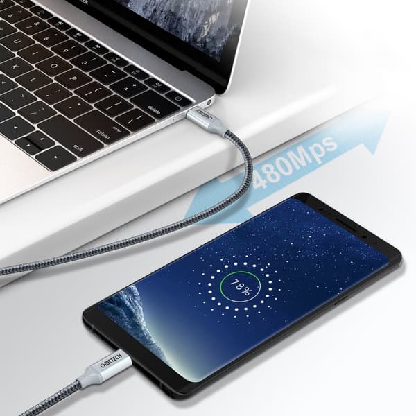 Kabel USB Type C - USB Type C 5A 100W PowerDelivery 480Mbps 1,8 m grå