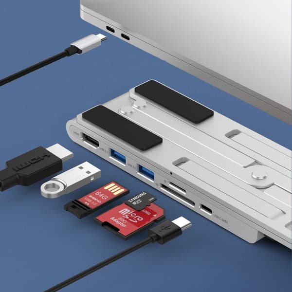 Kannettavan tietokoneen jalusta PD USB-C HDMI 2xUSB-A 1xUSB-C 1xSD 1xTF musta
