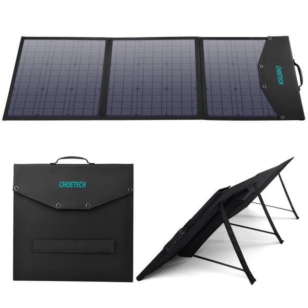 Solar foldbar solcellelader 120W DC 3 xUSB sort