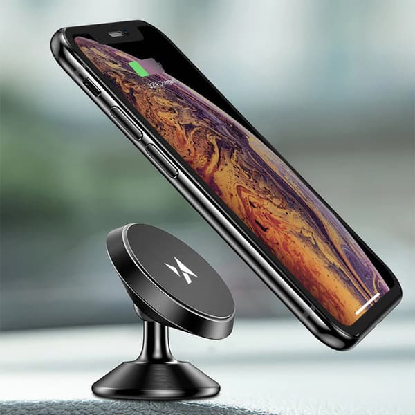 Biltelefonholder for dashbord, magnetisk, 360 grader, svart