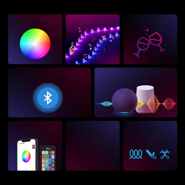 Älykäs vedenpitävä RGB LED-nauha, kaukosäädin, WiFi virtalähde, 5m