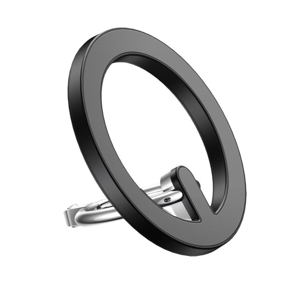 Biltelefonhållaren är ett magnetiskt ringställ, svart