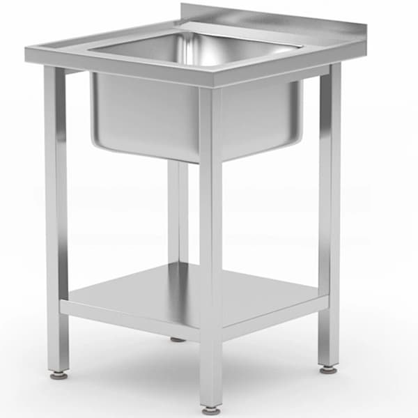 Enkel skålvask med hylle Budget Line STÅL 600 x 600 x 850 cm - Hendi 816806
