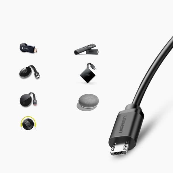 Externt LAN micro USB-nätverkskort 100Mbps för Chromecast 1m svart