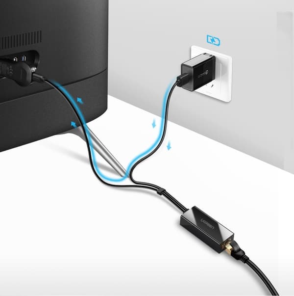 Externt LAN micro USB-nätverkskort 100Mbps för Chromecast 1m svart