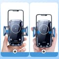 Miniatyrbillede 2 af 7: Biltelefonholder til grill, Qi oplader 15W, sort