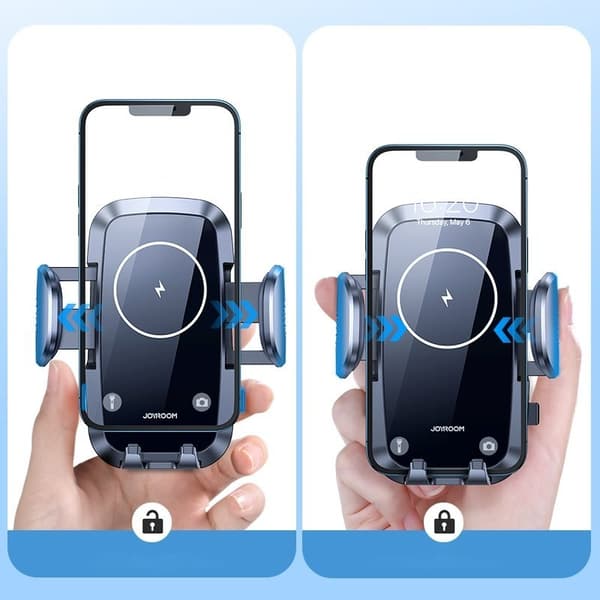 Biltelefonholder til grill, Qi oplader 15W, sort